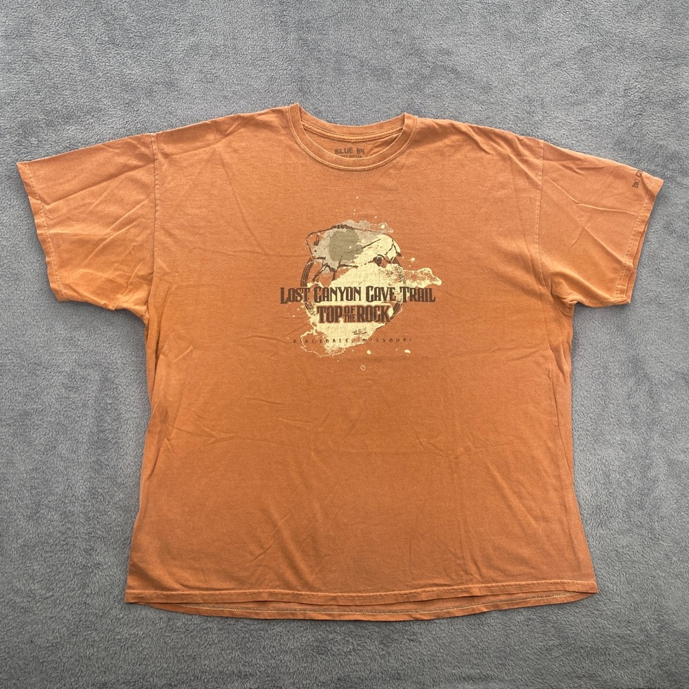 Blue 84 T-Shirt Mens XXL Orange Lost Canyon Cave Trail Top of the Rock Missouri